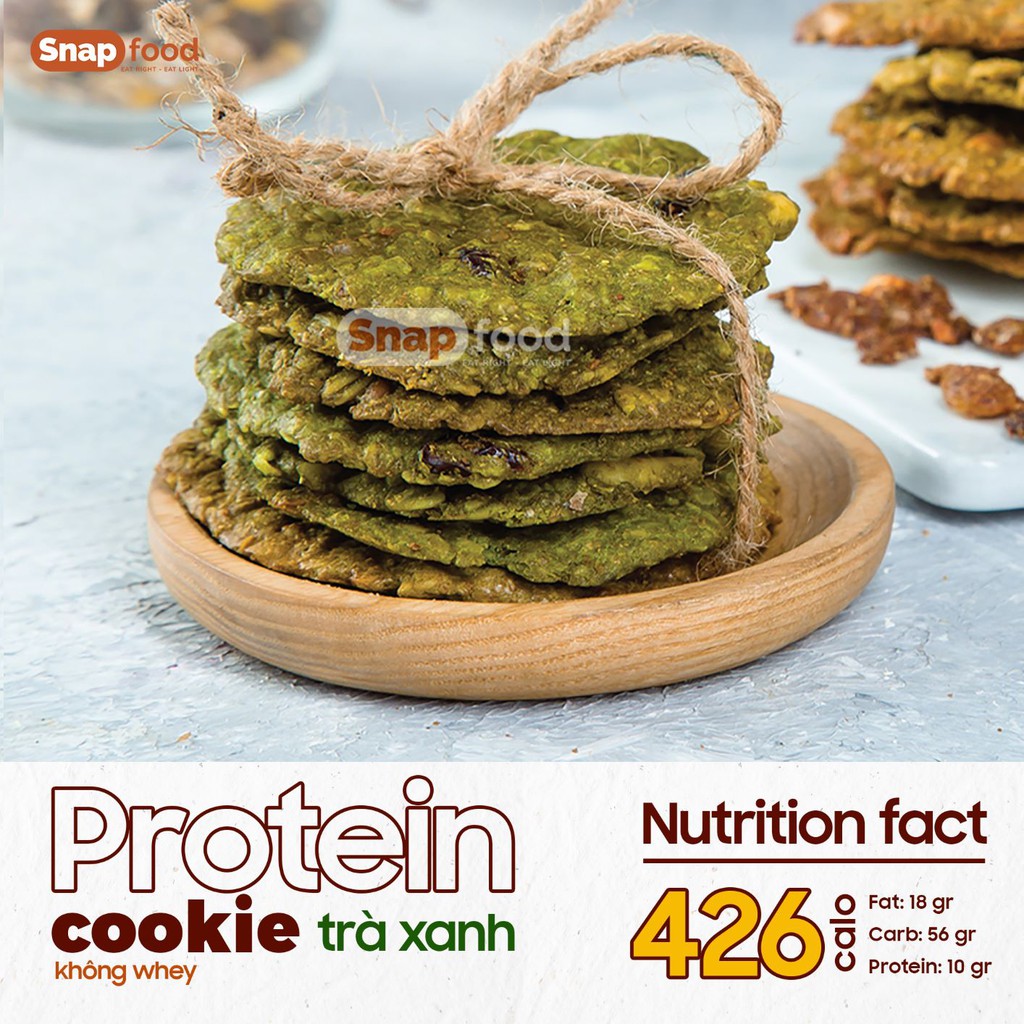 Protein cookies GIẢM CÂN/EATCLEAN/ĂN KIÊNG không whey vị Trà xanh (300gr)