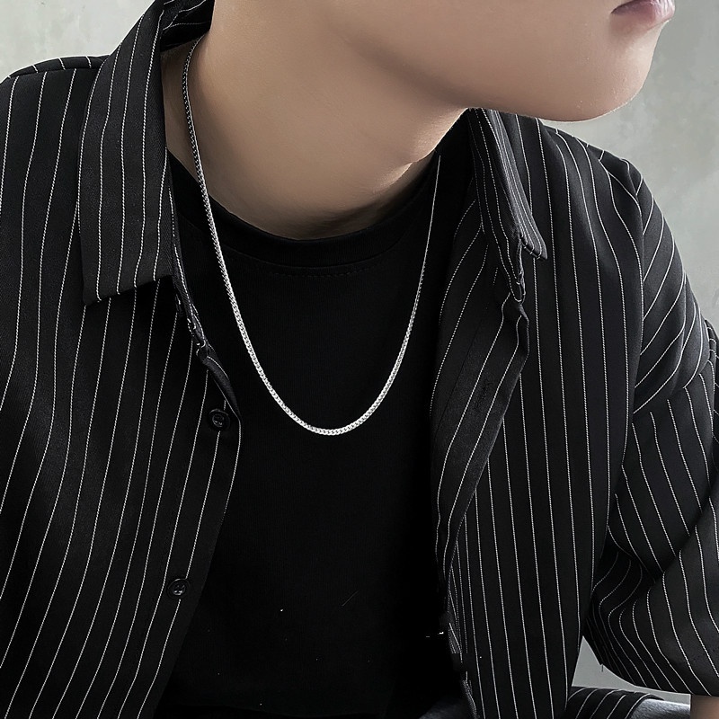 Vòng cổ xương rắn bằng thép titan đơn giản phong cách hip hop cho nam