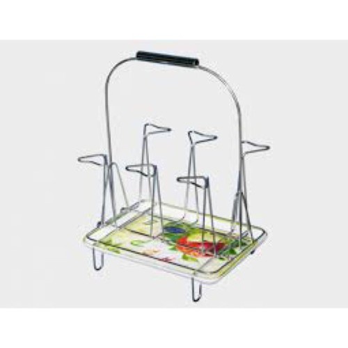 Úp cốc vuông inox có khay đỡ nước