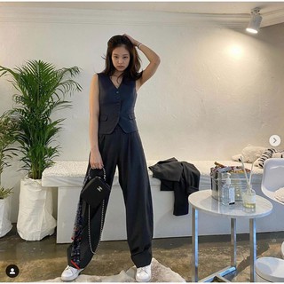 [DUY NHẤT] Set Jennie áo croptop sát nách kiểu vest kèm quần ống rộng lưng cạp cao - Sugargalz thiết kế