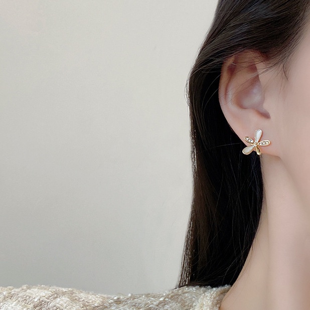 Hoa Tai Kim Bạc 925 Đính Đá Zircon Hình Hoa Cúc Nhỏ Đơn Giản Thời Trang Cho Nữ