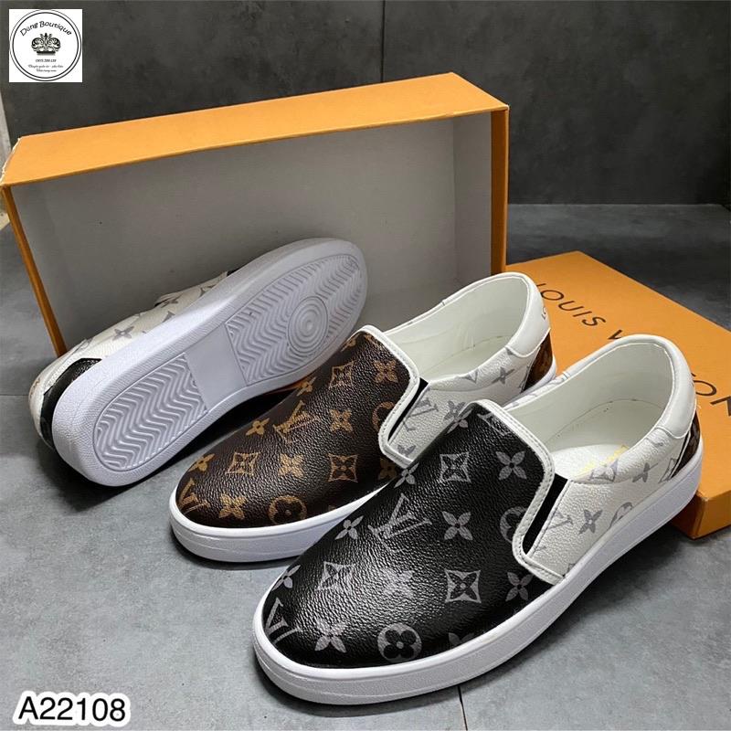 Giày lười nam Slip on hoạ tiết LV cao cấp hàng đẹp