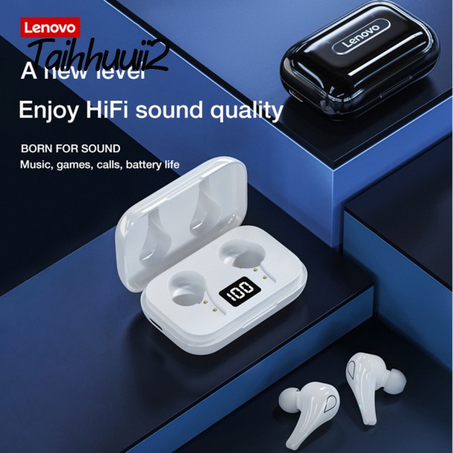 Huuii Lenovo Lp3 Wireless Bluetooth 5.0 Earphones Tws Headphone Stereo Bass Gaming Earbuds Power Display Sports Earbuds