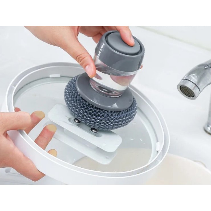 [Tròn Có Ngăn Chứa Dầu] Dụng cụ cọ rửa đa năng, cọ xoong nồi, cọ bếp, cọ nồi ngăn chứa chứa tiện lợi