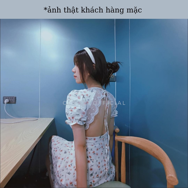 [ảnh thật - Mã Giảm Giá 15K] Đầm Nữ Dự Tiệc, Váy Hoa Nhí Cổ Vuông Tay Bồng Hở Lưng Viền Ren Dáng Ngắn Mẫu Mới 2021 | BigBuy360 - bigbuy360.vn