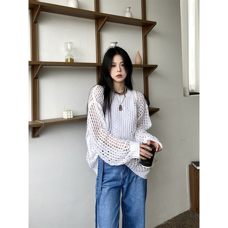 Áo len XIAOZHAINV dệt kim chống nắng tay dài kiểu Hàn Quốc 4 màu tùy chọn cho nữ | BigBuy360 - bigbuy360.vn