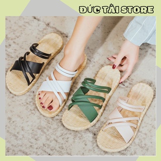 Dép nữ thời trang quai chéo đế giả cói siêu mềm êm chân 88045 Đức Tài