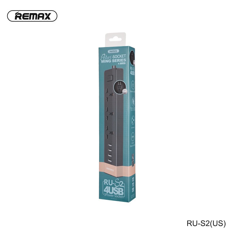 Ổ Cắm Điện Remax RU-S2 Kiêm Cốc Sạc 4 cổng USB - BH 6 tháng