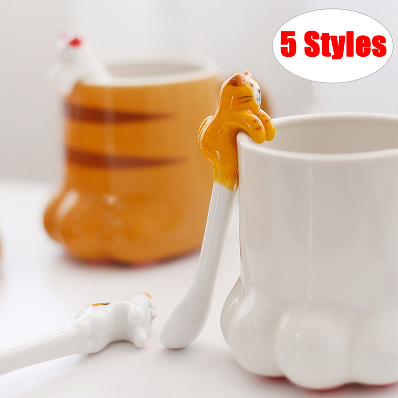 Muỗng cà phê phối hình mèo bằng gốm dễ thương tùy chọn màu sắc