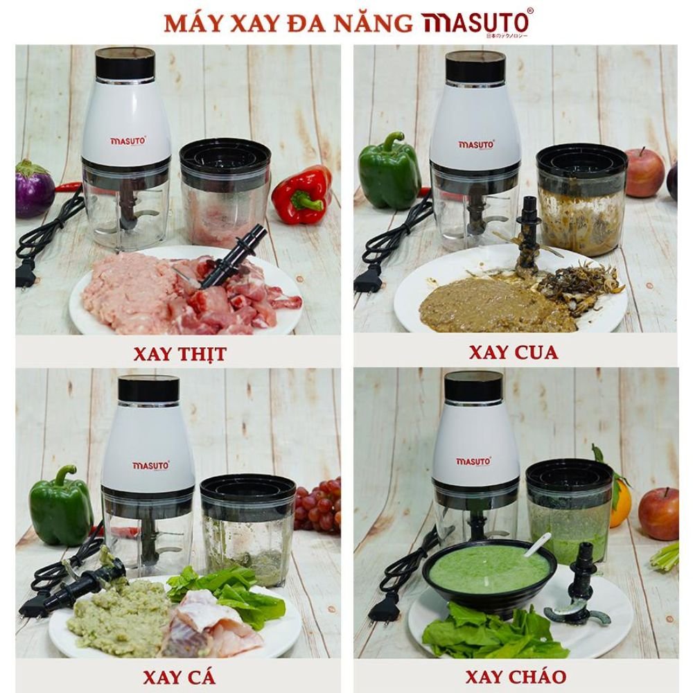 Máy xay thịt đa năng Masuto 0,6L say đá hạt siêu nhuyễn mịn chỉ 10s - bảo hành chính hãng 24 tháng