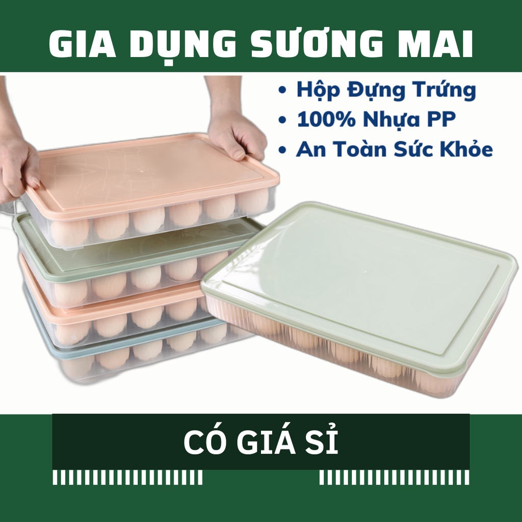 [Giá Sỉ] Hộp Nhựa Đựng Trứng 24 Quả, Khay Nhựa Đựng Thực Phẩm Có Nắp