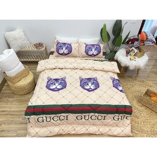TRỌN BỘ GA GỐI CHĂN PHAO 5 MÓN GUCCI MÈO