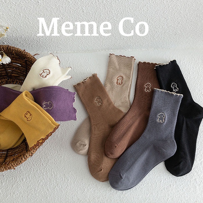 Tất cao cổ cao cấp gân tăm thêu hình nấm dày dặn