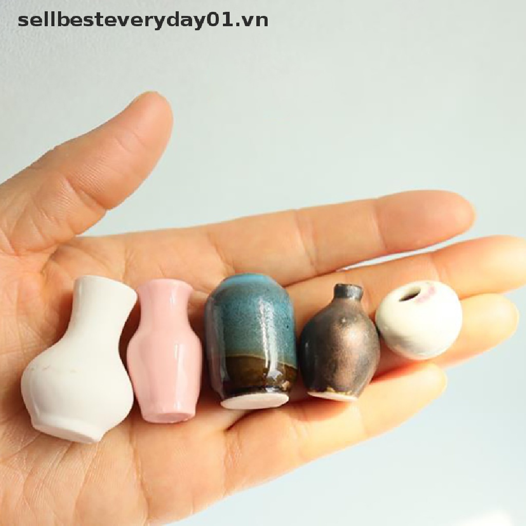 Bộ 5 Bình Hoa Sứ Mini Tỉ Lệ 1: 12 Trang Trí Nhà Búp Bê