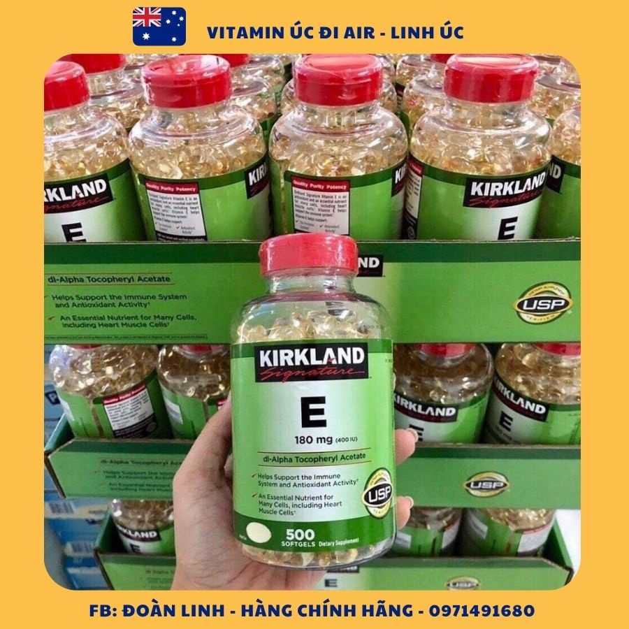 Viên Uống Vitamin E 400 IU 500 Viên Kirkland Của Mỹ, Hàng chuẩn Mỹ, Vitamin E Mỹ 500v Kirkland 400ui hỗ trợ làm đẹp da
