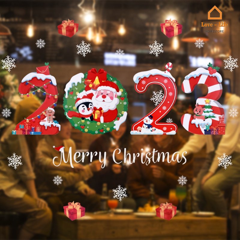 Miếng Dán Cửa Sổ Họa Tiết Số Năm Mới / Giáng Sinh Trang Trí Nhà Cửa