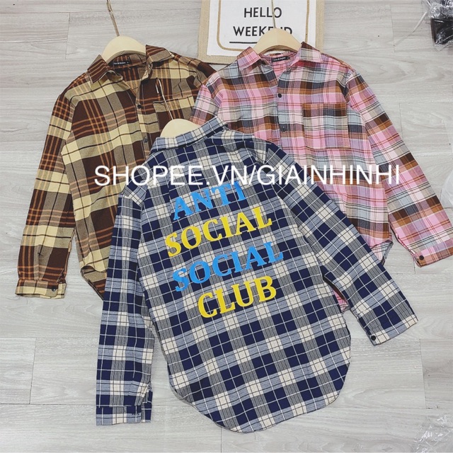 Xả hàng - Áo sơ mi kẻ oversize đuôi tôm SM12002 - NhiNhi Shop