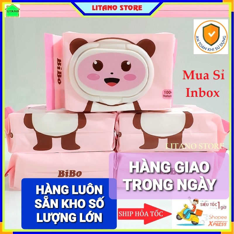 Khăn Giấy Ướt Không Mùi BIBO Cho Bé Siêu Dai An Toàn Cho Sức Khỏe Vỏ Gói 2 Màu Vàng - Hồng 100 Tờ/Gói