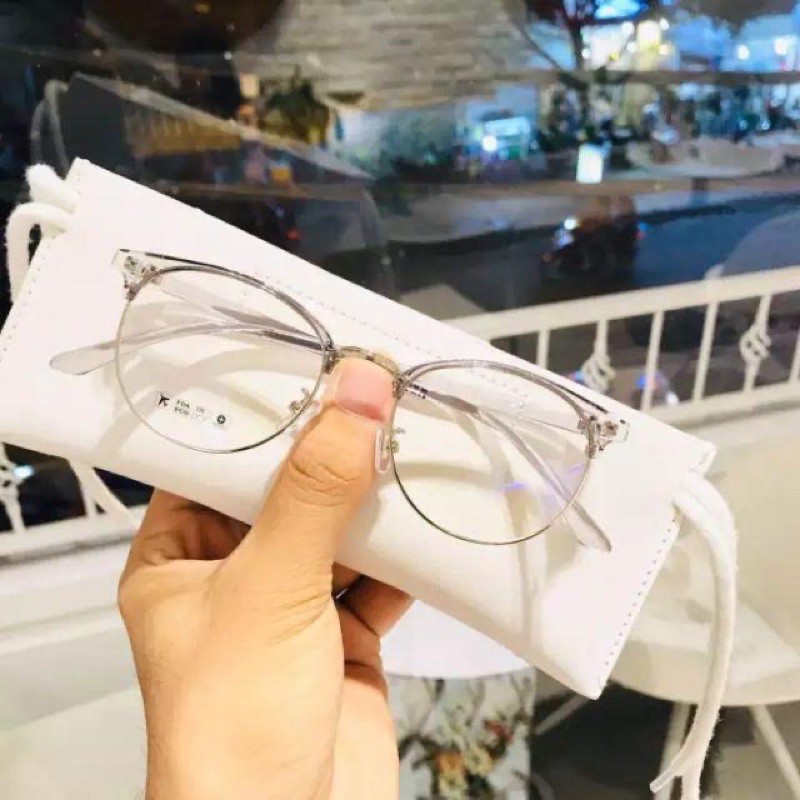 Gọng kính giả cận thời trang bọc nhựa viền kim loại 6214 BucShop dành cho nam nữ