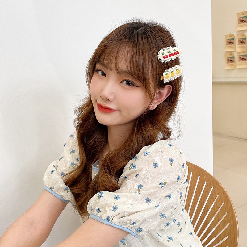 Kẹp Tóc Đan Len Hình Trái Cây Ngọt Ngào Đáng Yêu Phong Cách Hàn Quốc Cho Nữ