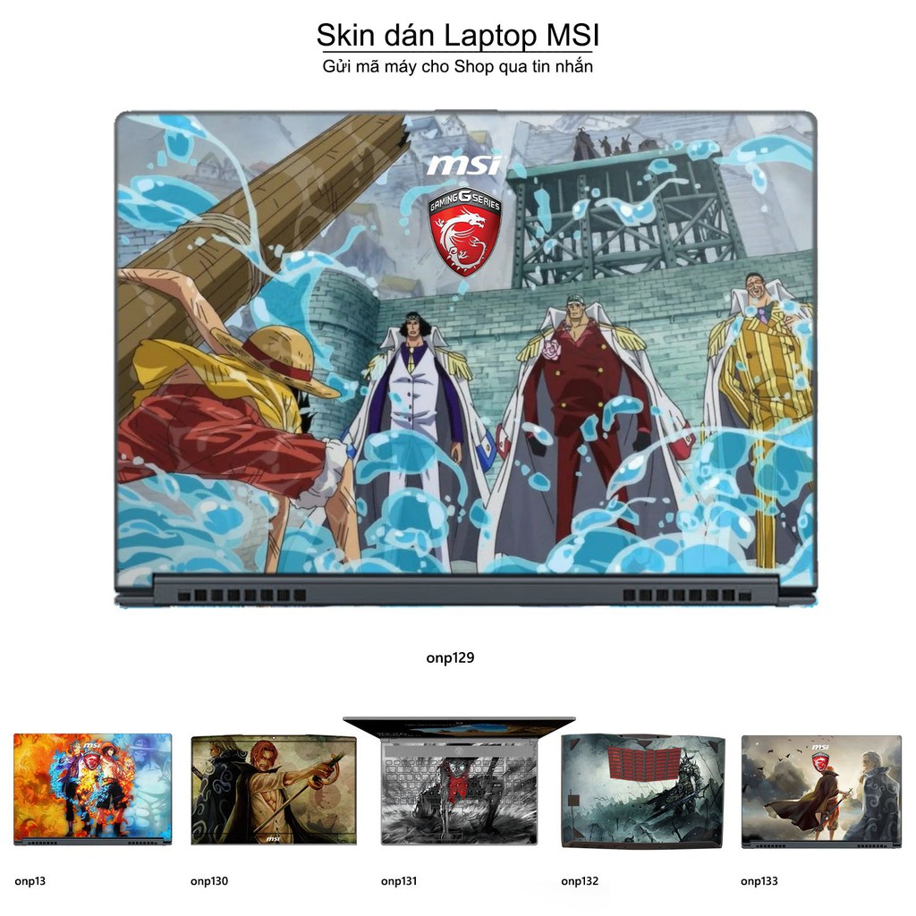 Skin dán Laptop MSI in hình One Piece nhiều mẫu 15 (inbox mã máy cho Shop)