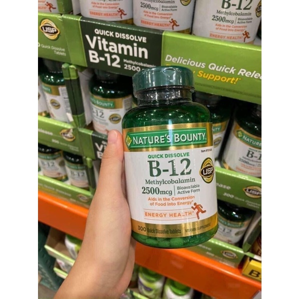 Viên Bổ Sung Vitamin B12 Nature's Bounty B12 2500mcg 300 viên.