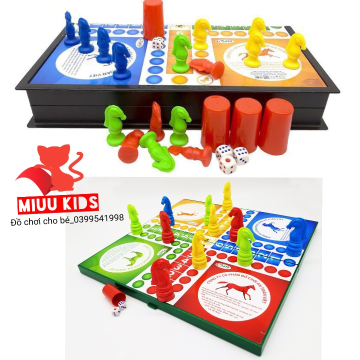 (SIZE Lớn) Đồ Chơi Giải Trí Bộ Cờ Cá Ngựa Chính Hãng Sato Tặng Kèm Xúc Xắc