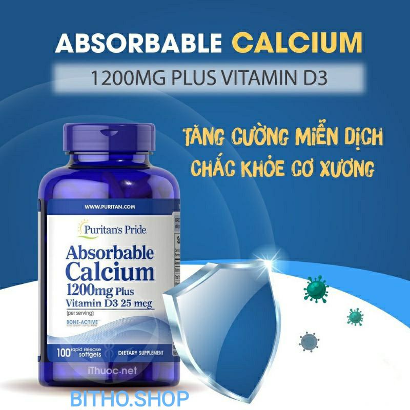 [ Date 2/2024]  Viên Uống canxi ngừa loãng xương Absorbable Calcium 100v
