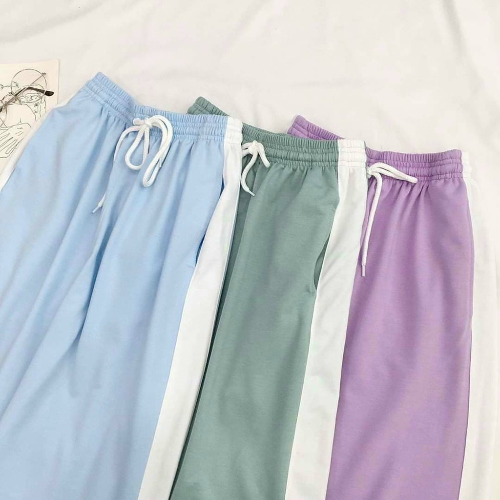 Quần Ống Rộng Nữ Chất Thun Da Cá Mềm Mịn Có Dây Rút Unisex