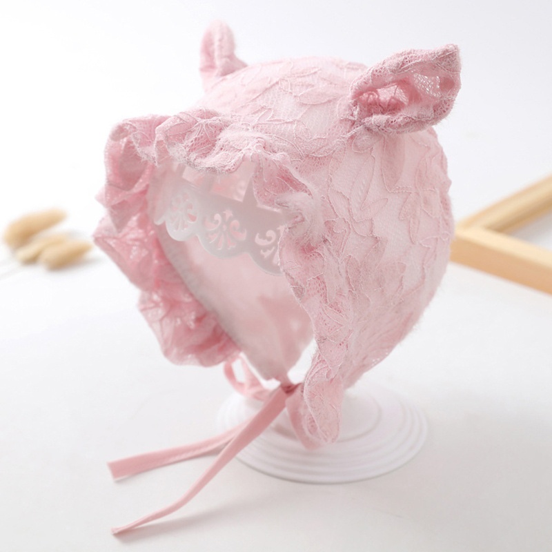 Mũ Beanie Chống Nắng Phối Ren Công Chúa Dễ Thương Làm Phụ Kiện Chụp Ảnh Cho Bé Sơ Sinh