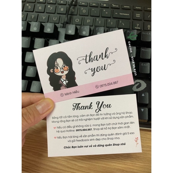 In Card Cảm Ơn theo yêu cầu, Thiệp Cảm Ơn, Thank You theo yêu cầu