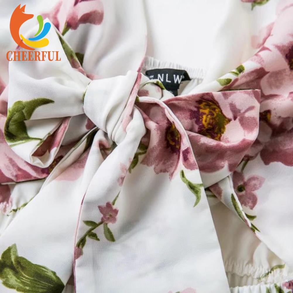 Bộ Áo Liền Quần Cổ Chữ V In Hoa Phối Dây Buộc Thời Trang Mùa Hè Cho Nữ152615 | BigBuy360 - bigbuy360.vn