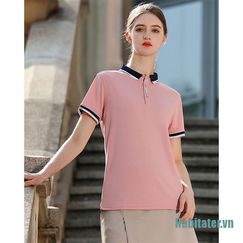 【Habitater】Men's Short Sleeve Polo Shirt Women Slim Business Breathable Casual Shirts