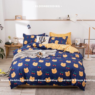 Set Chăn Ga Gối Cotton Poly 4 món - Gấu Cherry