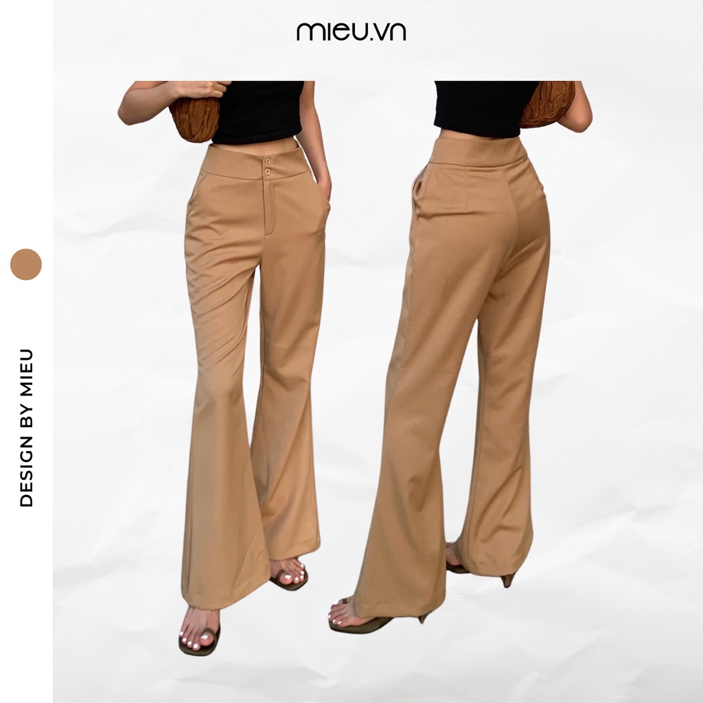 Quần tây nữ ống loe dáng dài 2 nút màu nâu cơ bản MIEU - JF08