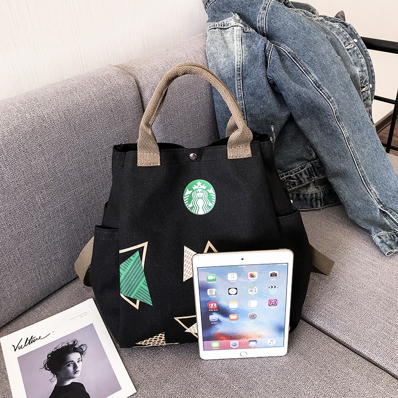 Túi tote- túi vải Ulzzang Starbucks vừa xách vừa đeo chéo 2 màu sang chảnh (hàng có sẵn)    ❣❣