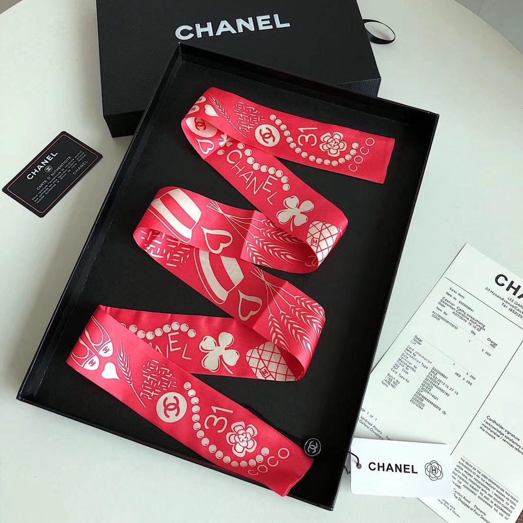 Khăn Quàng Cổ / Túi Xách / Khăn Quàng Cổ Bằng Lụa In Họa Tiết Chữ CC Thời Trang Cho Nữ