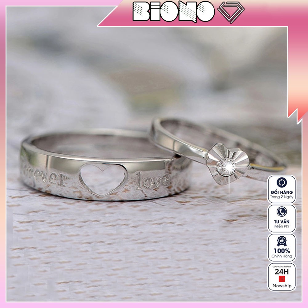 Nhẫn đôi tình yêu giá rẻ đẹp đính đá cao cấp nam nữ NB07