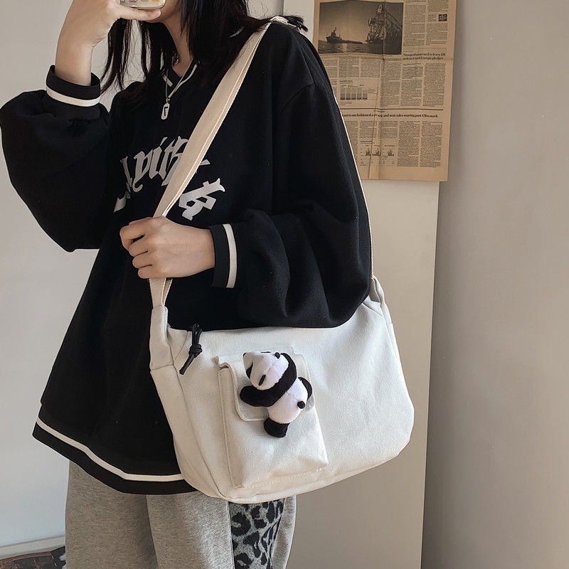 Túi Vải Canvas Đeo Chéo Phong Cách Nhật Bản Đơn Giản Dành Cho Học Sinh