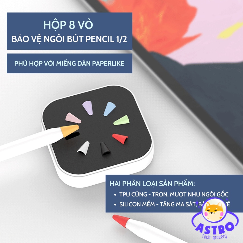 [ASTRO Pentips] Vỏ bọc bảo vệ đầu ngòi bút bút cảm ứng 1 và 2 bằng TPU cao cấp chống trượt