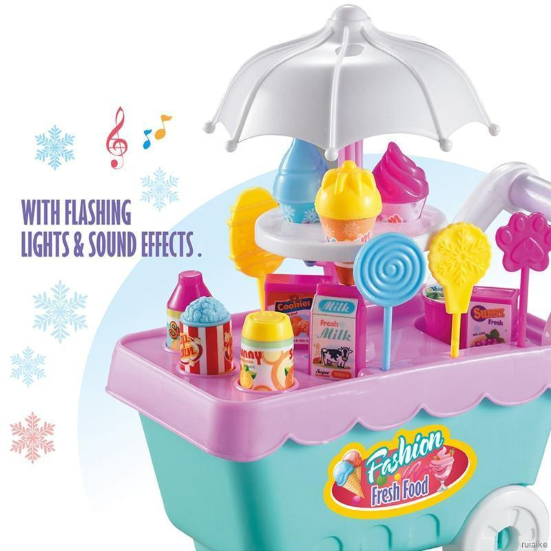 Xe kem đồ chơi có đèn/nhạc mini mềm mại giáo dục vui nhộn cho bé gái