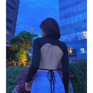 Áo kiểu hở lưng tay dài