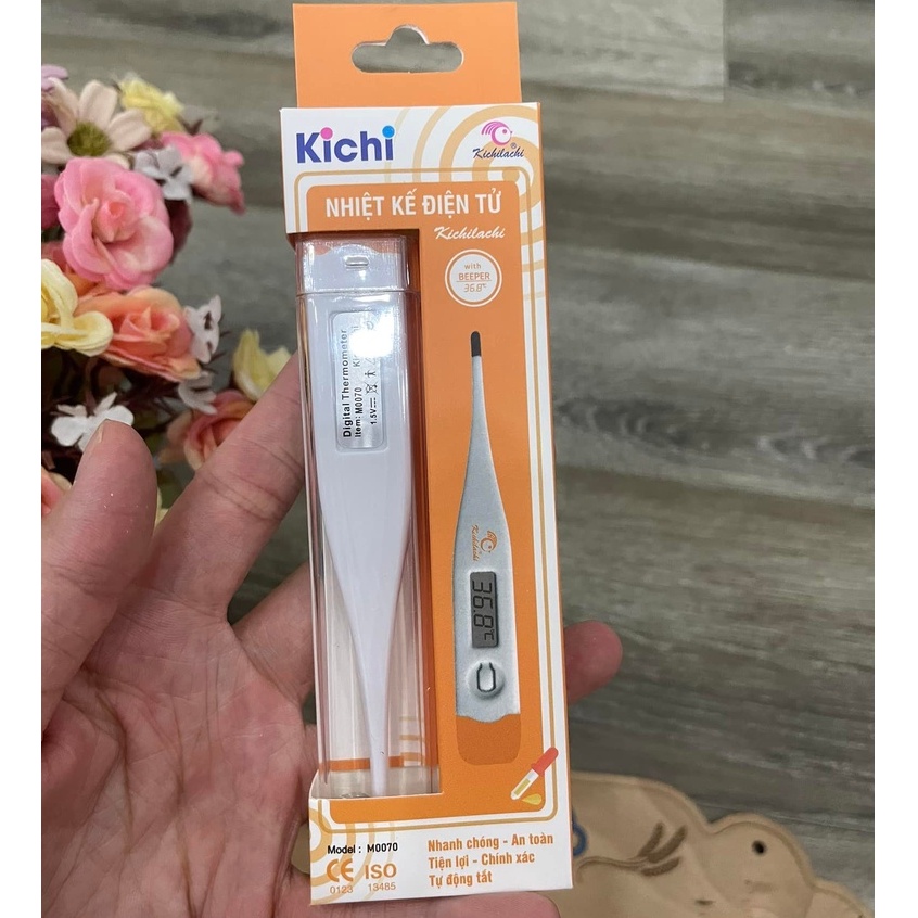Nhiệt kế điện tử Kichilachi màu cam đo thân nhiệt, nhanh chóng, tiện lợi, chính xác