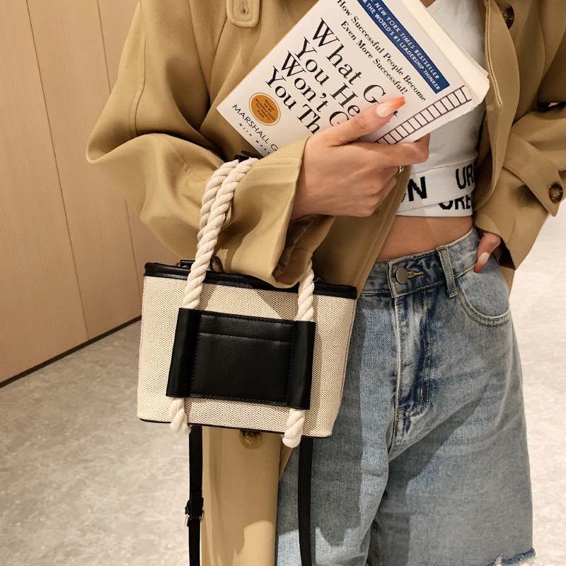 Túi Xách JASMIN NOIR Vải Canvas Nắp Gập Màu Sắc Tương Phản Thời Trang Dành Cho Nữ