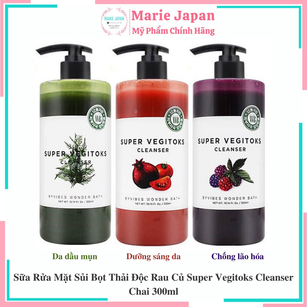 Sữa Rửa Mặt Sủi Bọt Thải Độc Rau Củ Super Vegitoks Cleanser 300ml