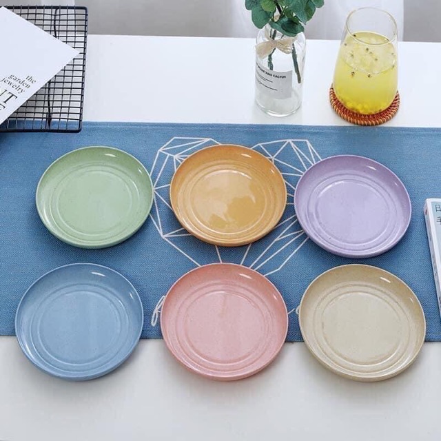 SET 6 CHIẾC ĐĨA TRÒN LÚA MẠCH 6 MÀU PASTEL DECOL