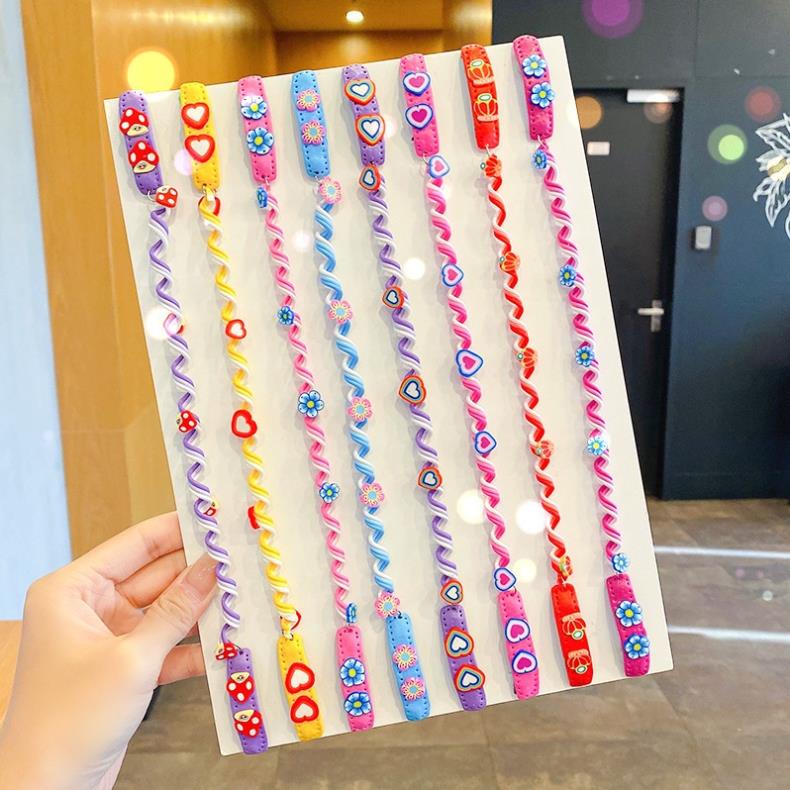 Dây quấn tóc xoắn bé gái, dây buộc tóc dạng tết nhiều màu sắc phong cách Hàn Quốc