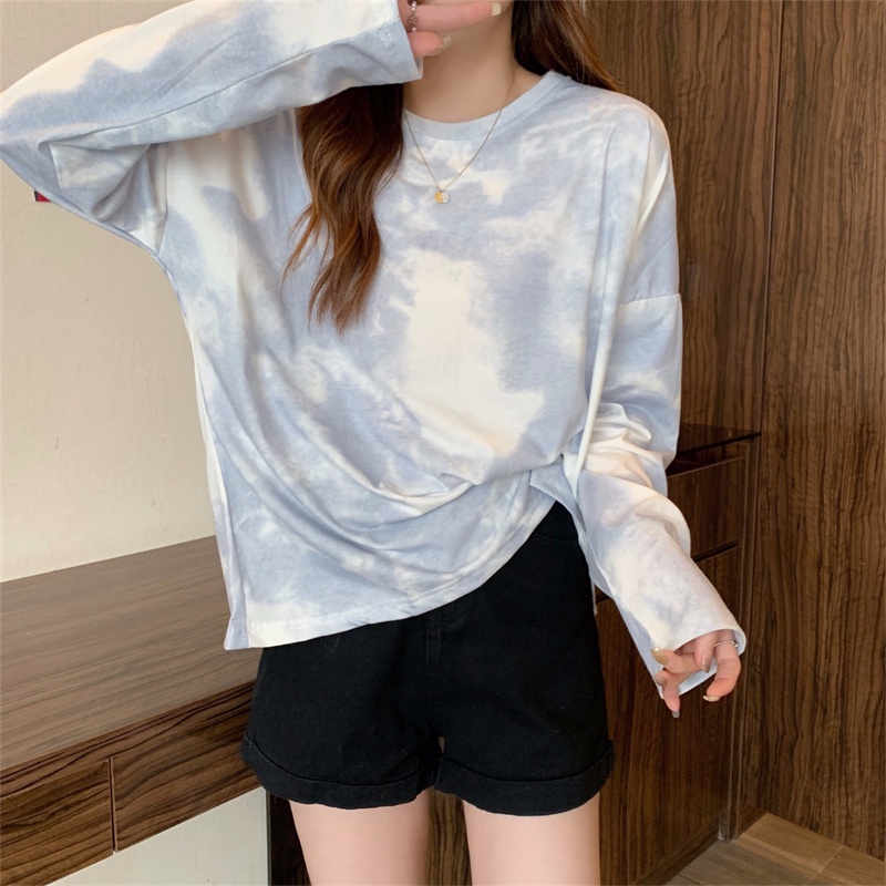 SUXI Áo Thun Nữ Cổ Tròn Dài Tay Kiểu Hàn Quốc Thích Hợp Cho Mùa Thu