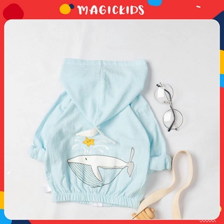 Áo khoác trẻ em hình cá voi dễ thương, áo khoác chống nắng cho bé trai và bé gái Magickids Quần áo trẻ em