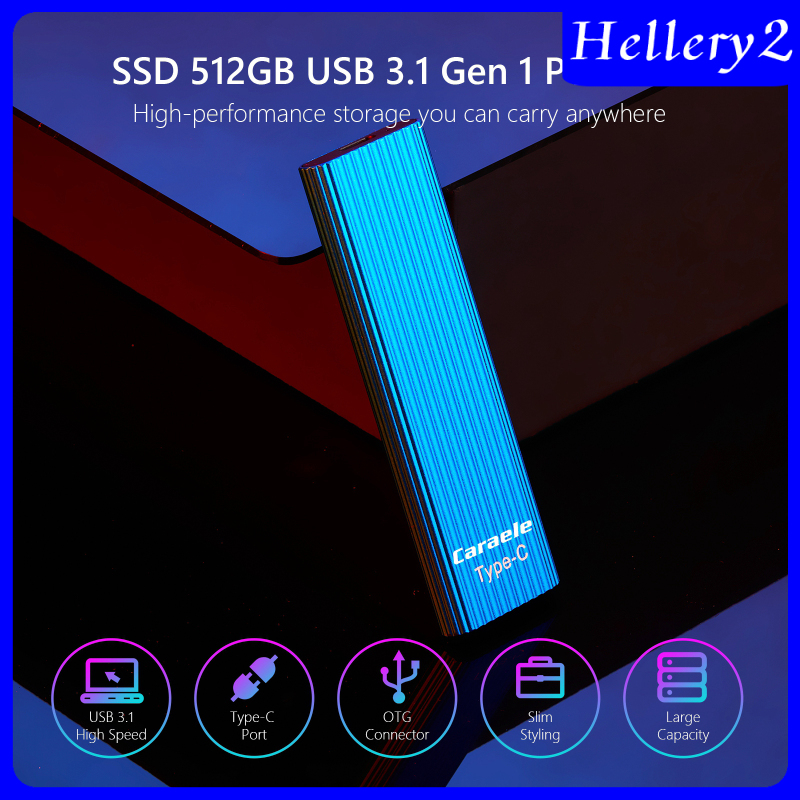 [HELLERY2]500GB SSD External Portable Storage USB 3.1 Gen-1 USB-C Compatible